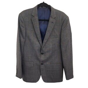 Mantoni Mens Blazer Sport Coat Charcoal Plaid  38R‎ Super Fine Wool Jacket